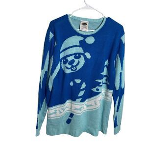 Cesar Dog Food Christmas Ugly Sweater Women's Medium Blue Holiday Party